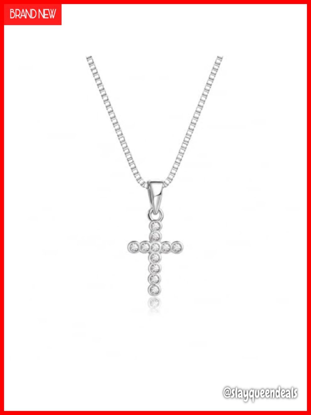 CZ Cross Pendant Necklace 925 Sterling Silver 16-18 Inch